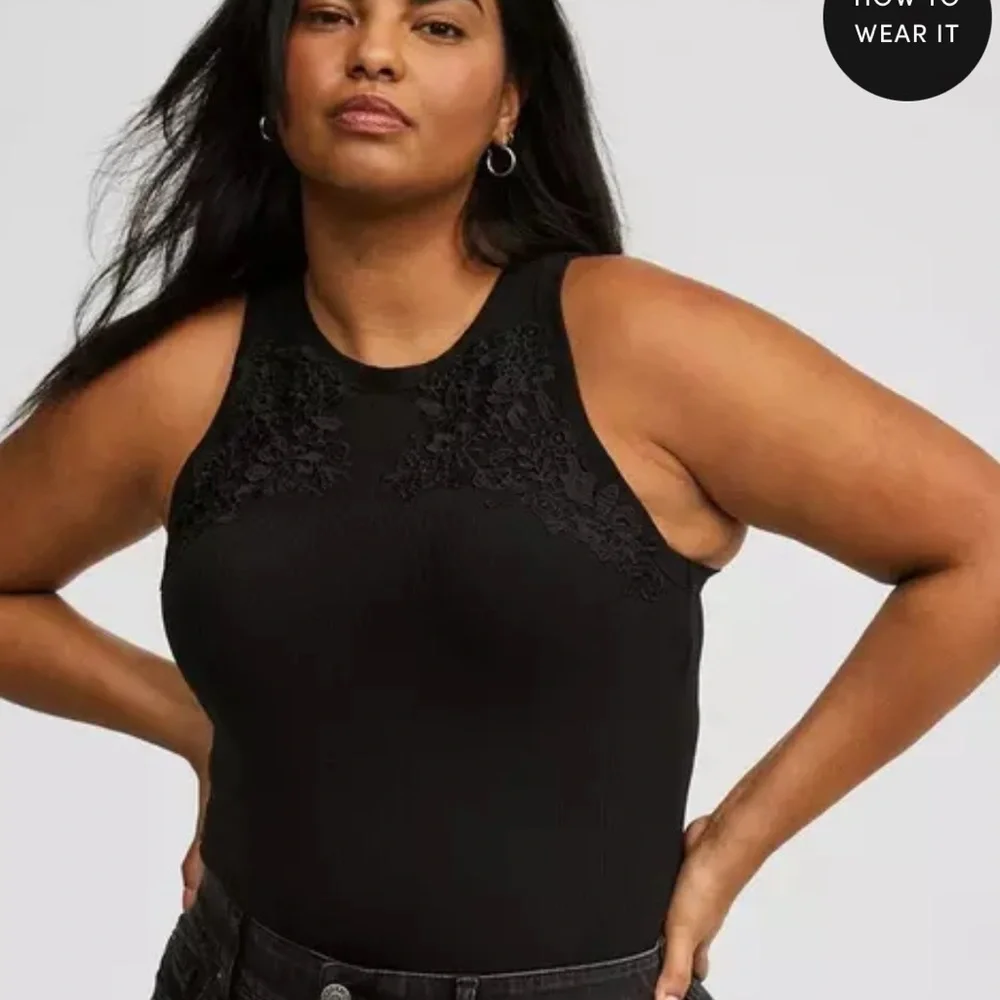 Torrid Black Ribbed High Neck Tank
